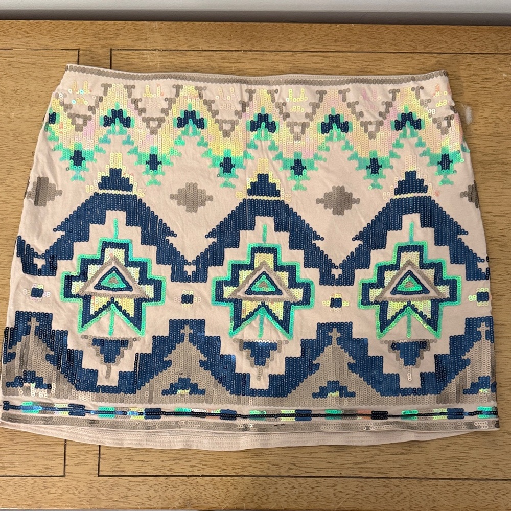 Express Sequin Mini Skirt - Blue and Green